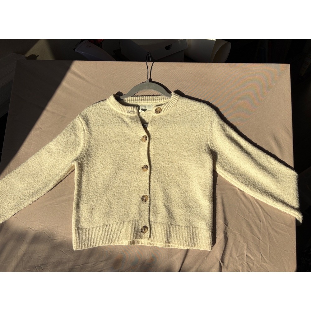 Zara Kids Cream Knit Button Front Cardigan Sweater Off White Size 9-10 Years - Picture 5 of 11
